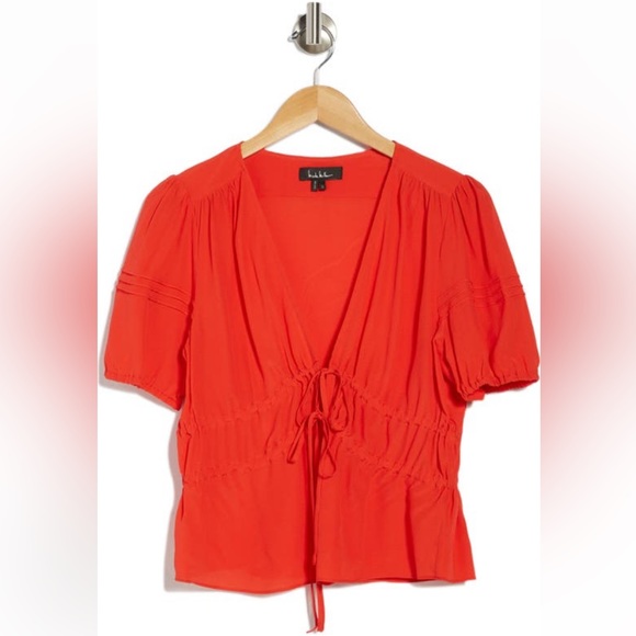 NWT Nicole Miller Silk Tie Front Top - Picture 7 of 7